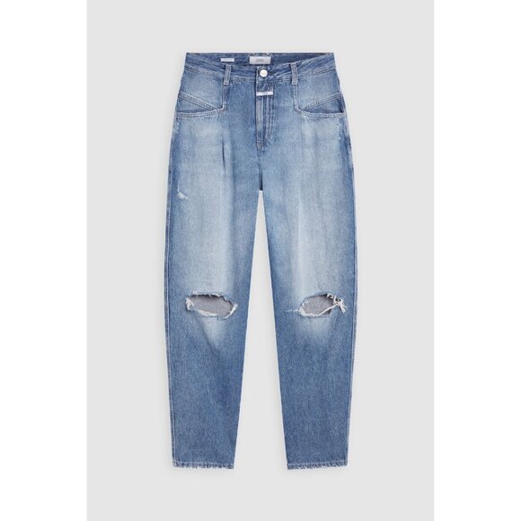 🆕 CLOSED Pearl High Rise Distressed Tapered Denim Jeans Blue 31 - Picture 9 of 16